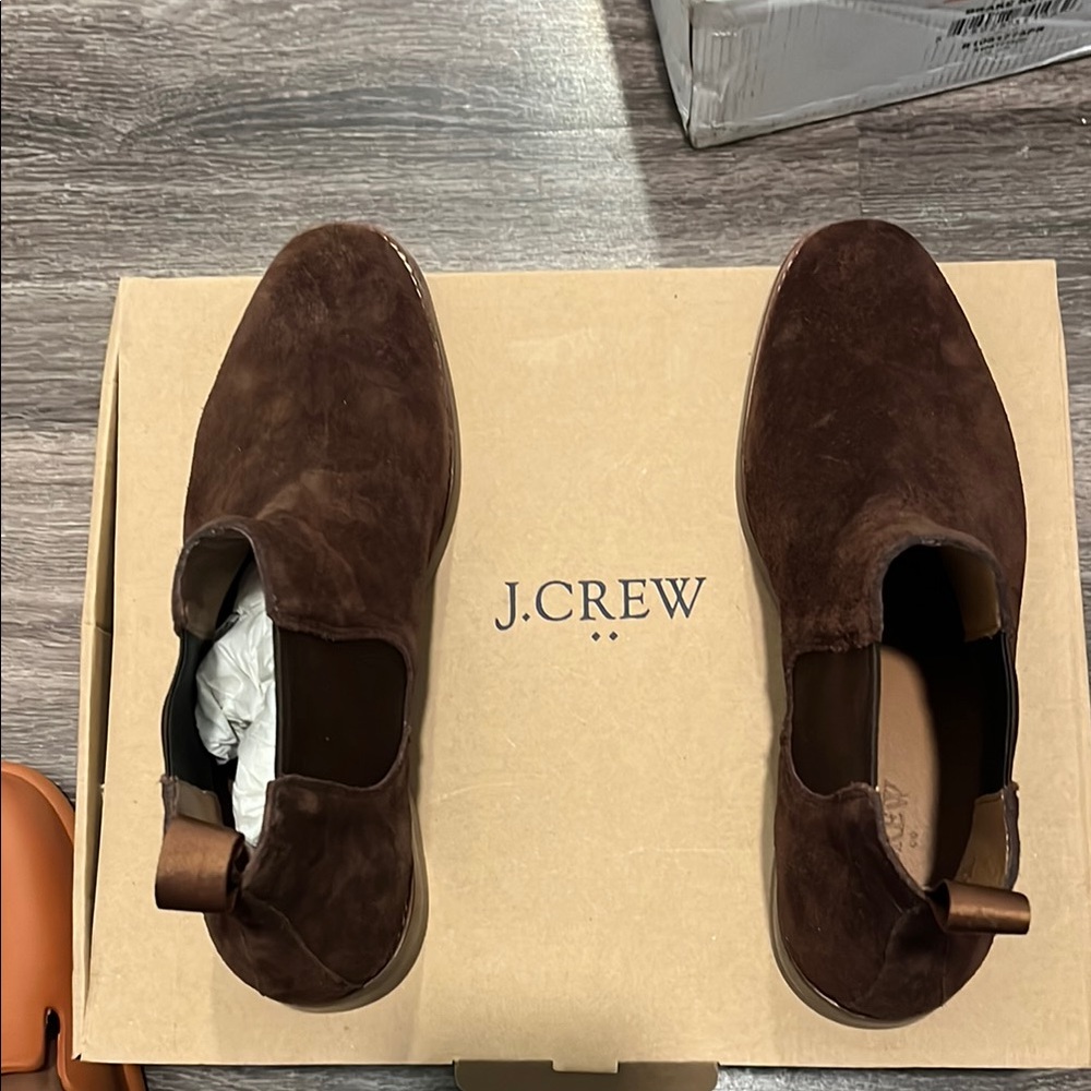 J. Crew Brown Suede Boots Slip-On Design